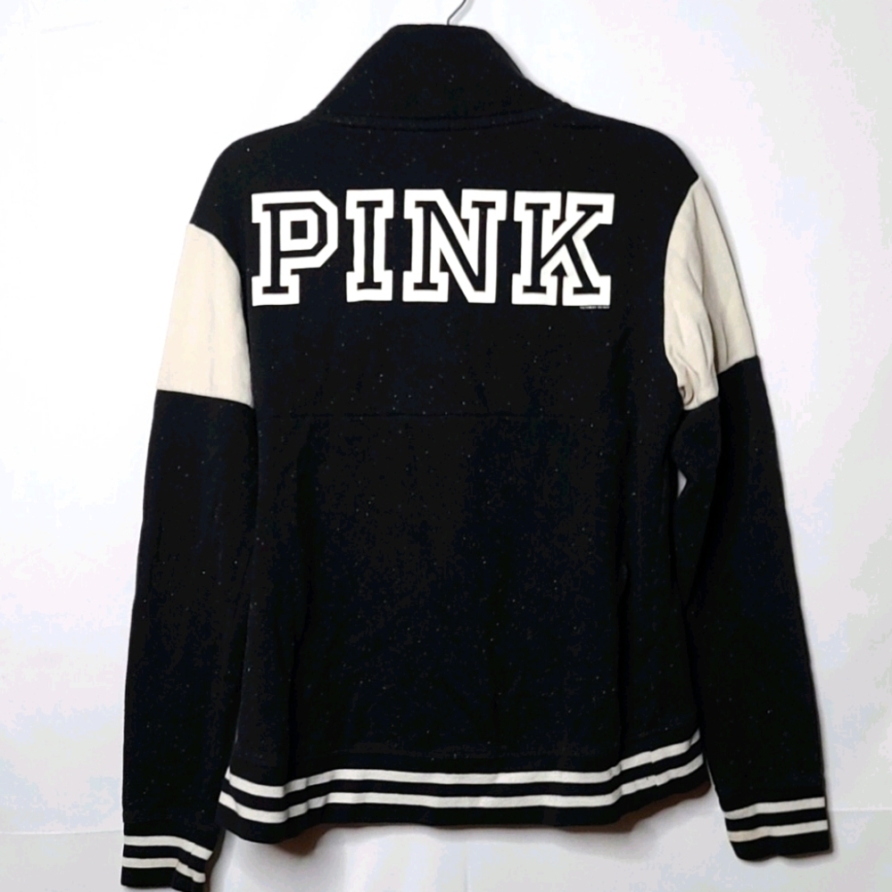 Victoria Secret Pink quarter zip black sweatshirt sz M